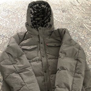 Levis  Jacket ( Trucker Style) with hood Grey Size Large